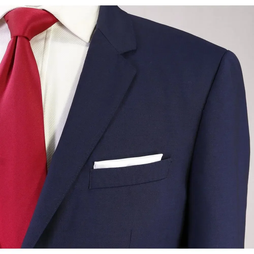 Hugo Boss Huge/Genius Dark Royal Blue Iridescent 2-Btn 110's Wool Suit 40L